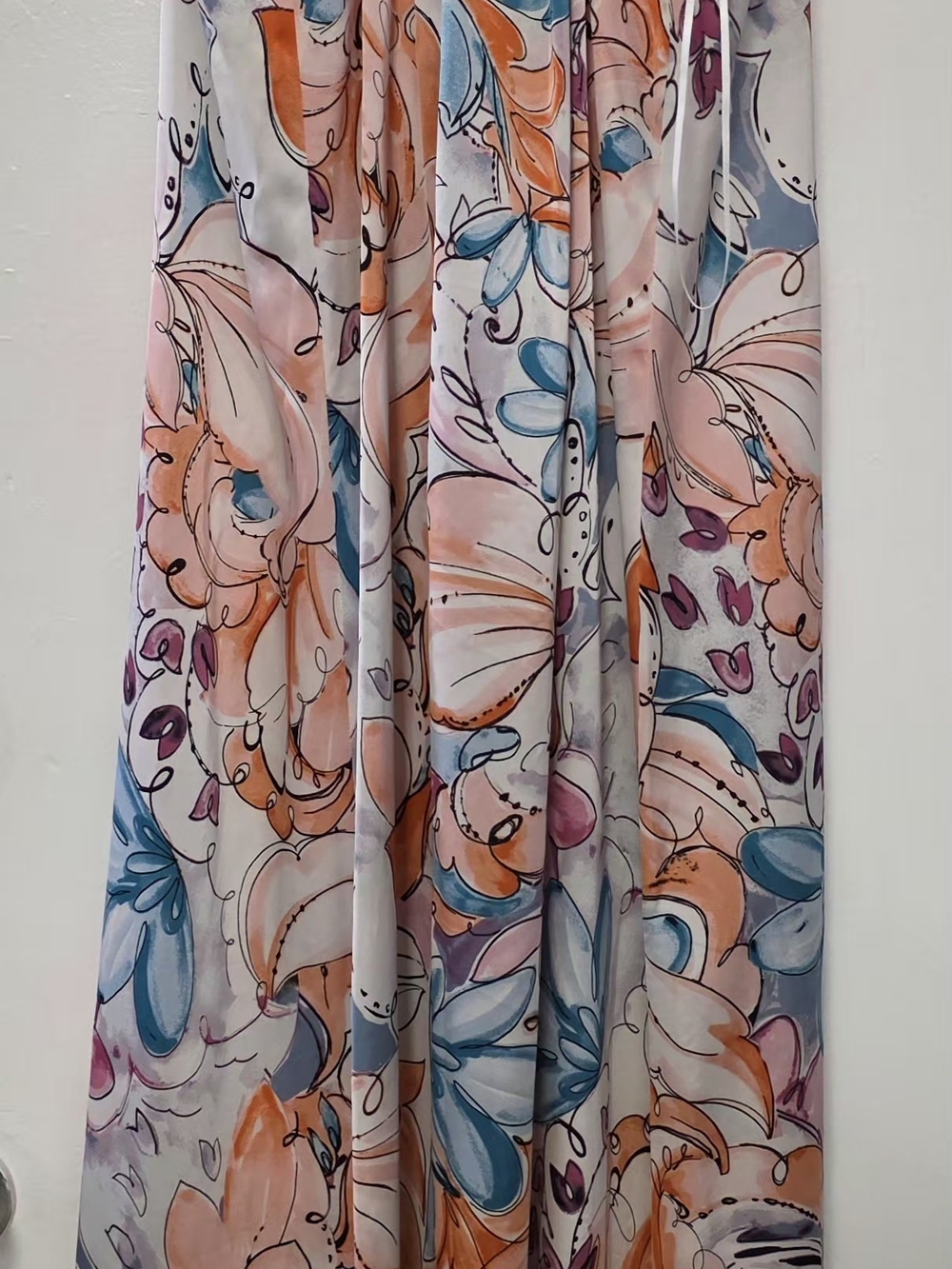 Floral Watercolor Maxi Skirt in Peach & Blue - Picture 3 of 3